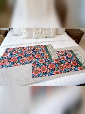 Custom King Size Boho Mix Pattern Pillow Sham Set of 2, Quality Cotton Like NEW
